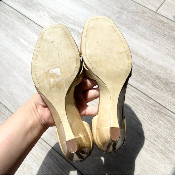 Naturalizer Ombre Beige Patent  Leather Wedge Heel Open Toe Pump - Picture 9 of 13